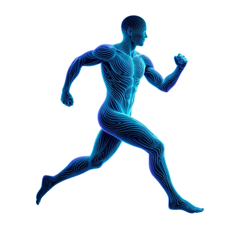 Movement coaching - topographic contour illustration of human figure in motion